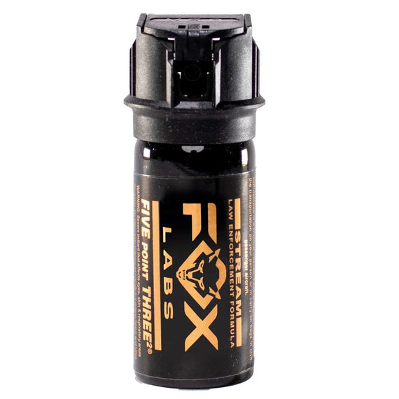 Fox Labs One Point Four Stream Pepper Spray 1.5 oz with flip-top safety and UV marking dye.