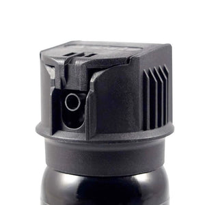 Fox Labs One Point Four stream pepper spray (2‑oz) shown with a flip‑top safety cap and labeled canister in a front‑facing view.