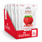 Freeze-Dried Strawberries 6 Pack by Simple Kitchen ReadyWise featuring six pouches of real freeze-dried strawberries with no artificial flavors or preservatives