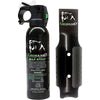 7.9 oz bear spray canister shown upright with glow‑in‑the‑dark safety top and holster beside it