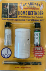 Guardian Angel Home Defender retail packaging showing the device displayed in a molded tray with printed branding and product information on the box.