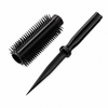 Hairbrush with honeycomb pattern opened to display a disguised dagger stored inside the handle.