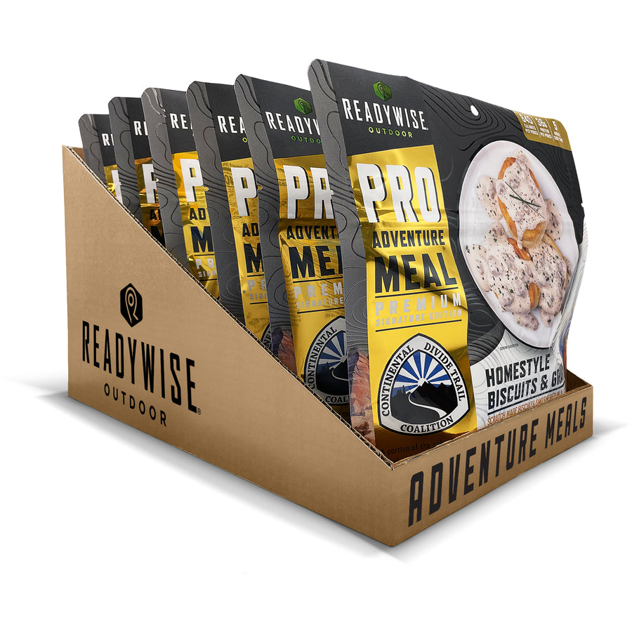 homestyle biscuits and gravy signature edition case of 6 freeze-dried adventure meal pouches with sausage gravy and biscuits