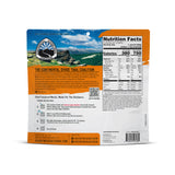 biscuits and gravy pouch label close‑up showing ingredients, nutrition facts, and serving details
