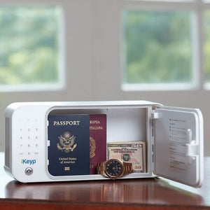 compact keypad safe for documents and valuables inside shelf