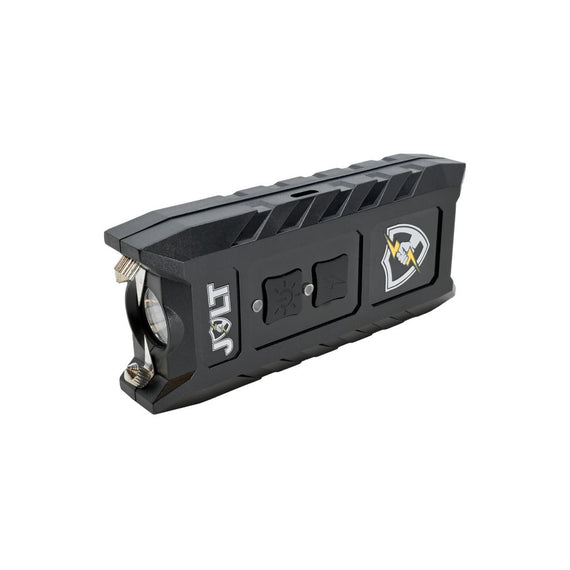 JOLT 3-N-1 Safe Keeper 92 Million Volt rechargeable stun gun with built-in LED flashlight, personal alarm, and metal belt clip.