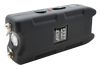 Jolt J.A.C.K. rechargeable keychain stun gun with LED flashlight, USB charging cable, battery indicator, and holster.