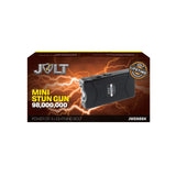 jolt mini stun gun with usb charging flashlight and belt clip manufacturer packaging