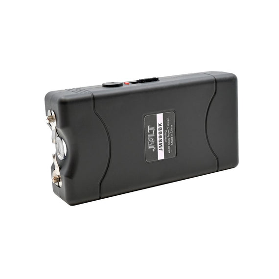 jolt mini stun gun with usb charging flashlight and belt clip black