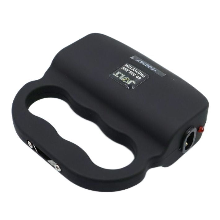 palm‑sized stun gun with ergonomic grip
