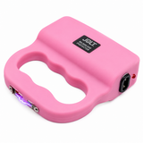 Pink JOLT Protector 80 million volt rechargeable stun gun with squeeze activation, knuckle guard and LED flashlight.