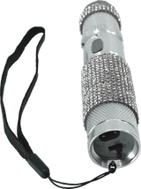 small tactical stun flashlight with military‑grade aluminum body and rhinestone‑accented grip