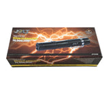 Retail box for the Jolt tactical stun gun flashlight with printed graphics displaying the unit and safety information.