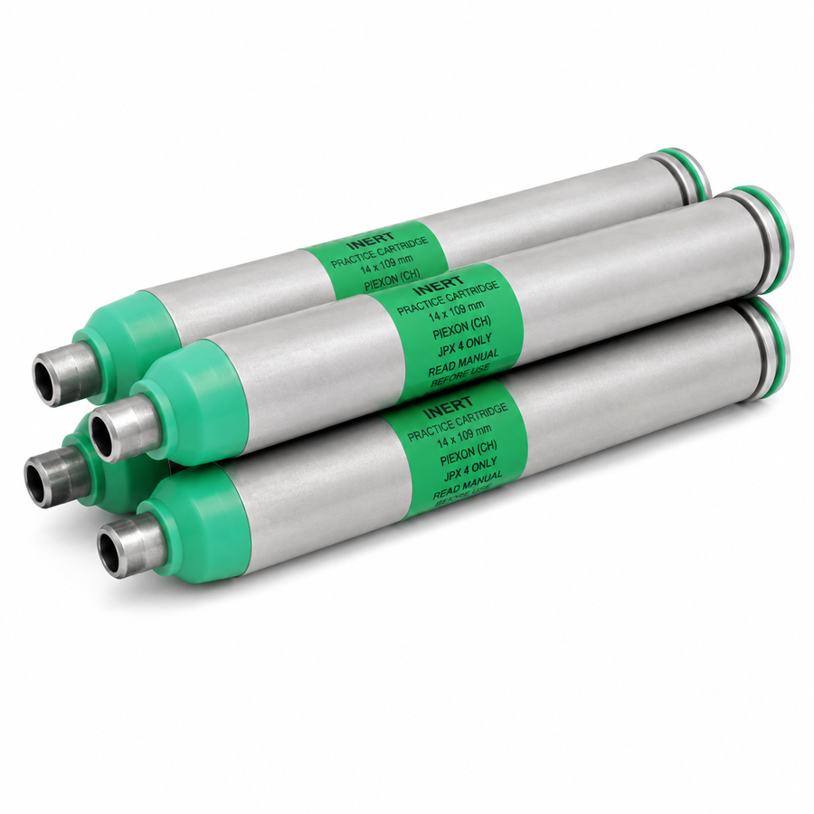 JPX 4 inert practice cartridge set with four primer-fired training cartridges for compatible JPX 4 pepper spray guns.