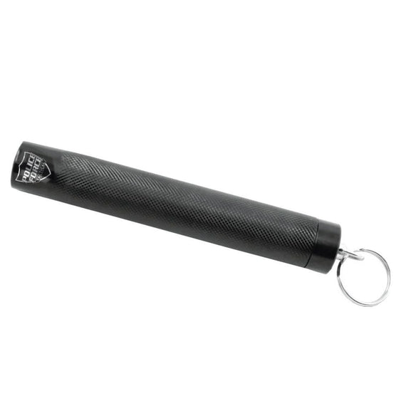 police force 12 inch expandable steel baton with keyring, rubberized grip, and nylon holster
