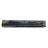 packaging for the Police Force 12‑inch expandable steel baton with keyring, rubberized grip, and nylon holster