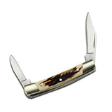 compact folding knife with two stainless steel blades extended