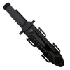 “12.5-inch survival knife displayed with black ABS sheath and belt clip.”