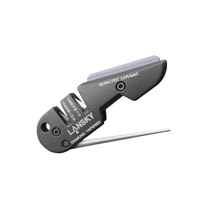 compact metal knife sharpener shown from a front angle