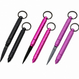 kubotan keychain hidden knife 3 pack black pink and purple concealed self defense keychains