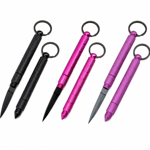 kubotan keychain hidden knife 3 pack black pink and purple concealed self defense keychains