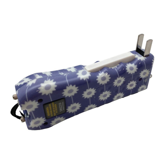 Ladies' Choice rechargeable stun gun with LED flashlight, personal alarm, holster, wrist lanyard, and multiple color options.