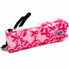 Ladies Choice stun gun shown in a pink finish with a breast‑cancer‑awareness ribbon graphic on the front of the device.