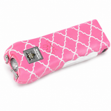 Ladies Choice stun gun shown with a decorative quatrefoil pattern across the body in a compact, curved design.