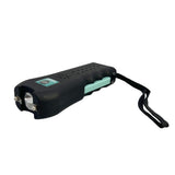 Close view of the teal Ladies Choice stun gun featuring decorative accent markings on its casing.