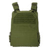 Green laser‑cut plate carrier shown from the back, featuring adjustable shoulder straps, reinforced stitching, and rear MOLLE panel.