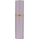 Pink lipstick pepper spray highlighting its compact size and disguised exterior.