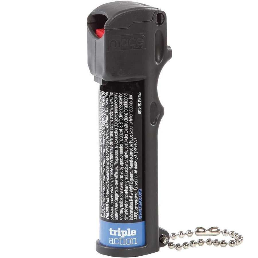 Mace 3-in-1 Flip Top Stream Pepper Spray 18g with keychain attachment for everyday personal protection.