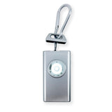 Silver Micro Guard keychain alarm displayed with compact body and built‑in keyring