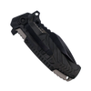 closed folding knife with anodized aluminum handle and emblem design