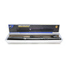 Mini Barbarian stun gun baton shown in retail packaging with clear blister front and printed product features.