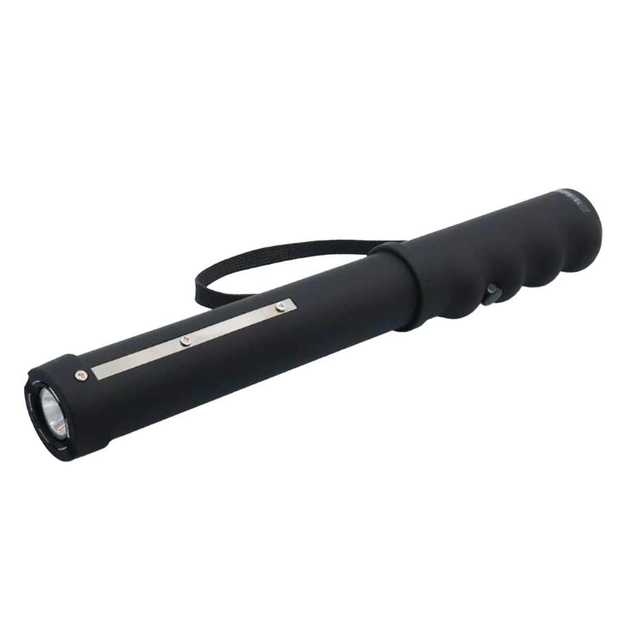 Streetwise mini lightning rod 7,000,000 stun baton with LED flashlight, grab guard strips, and rechargeable design