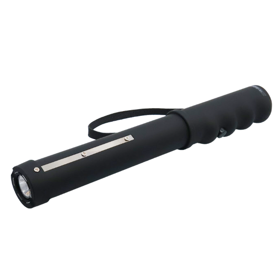 Streetwise mini lightning rod 7,000,000 stun baton with LED flashlight, grab guard strips, and rechargeable design