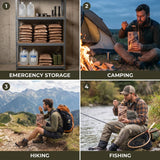mre kit prepared for camping or hiking showing full meal layout