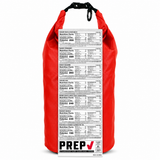 one week emergency food supply with nitrition and calorie count per serving label 