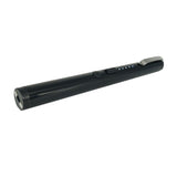 Black Pain Pen stun device shown from the side, highlighting its slim cylindrical shape and textured grip.