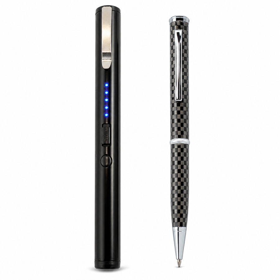 Pain Pen Stun Gun and Executive Carbon Fiber Pen Knife self-defense bundle with two discreet everyday carry protection tools.