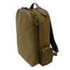 Side view of a tan tactical patch backpack featuring large hook‑and‑loop panels and a streamlined profile.