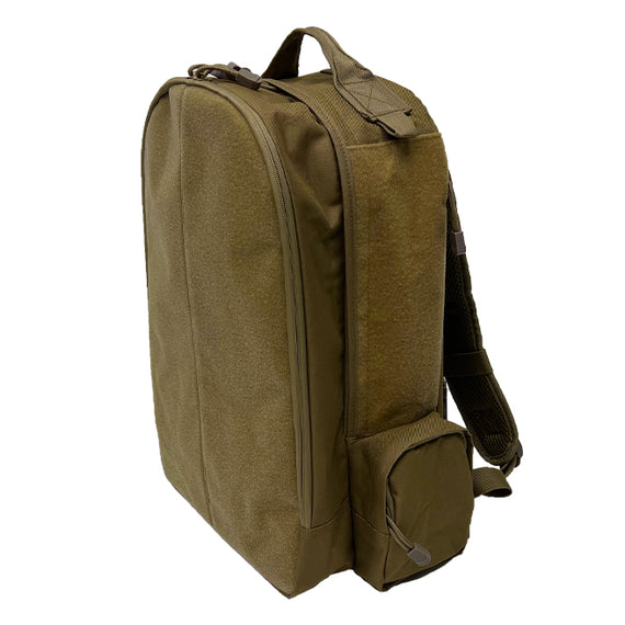 Patch backpack with large hook and loop panel for compatible patches.