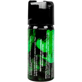 Pepper Shot 1.2 MC 2‑oz fogger‑style pepper spray shown with its top‑mounted safety lock engaged.