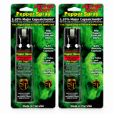 Two Pepper Shot 1.2% MC 4 oz pepper spray fogger canisters with 15 to 18 foot range.
