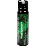 Pepper Shot 1.2 MC 4‑oz fogger canister shown with its top‑mounted safety lever positioned above the actuator to prevent accidental discharge.