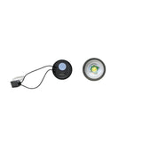 Close‑up of the Police Force COB LED mini flashlight showing its removable end caps and threaded connection points.