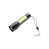 Tactical XPE COB mini rechargeable flashlight with zoomable beam and side work light.