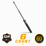 Police Force Tactical 21 Inch Automatic Expandable Steel Baton 6 Count Wholesale Bulk Pack with nylon holsters for self-defense, security, and emergency preparedness.
