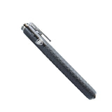 Police Force automatic expandable steel baton shown in its closed position, displaying the compact metal body and textured grip.
